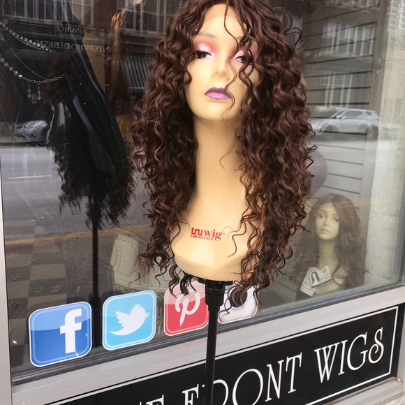 Brown Curly Wig Lacefront Human hair Blende Wig - Picture 7 of 8